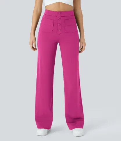 DayStretch High Waisted Pockets Straight Leg Casual Pants