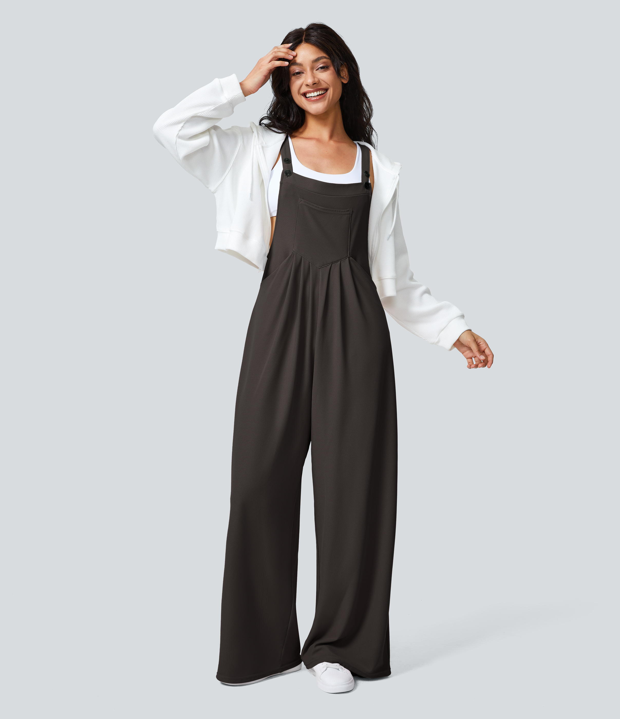 Pockets Waffle Casual Overalls