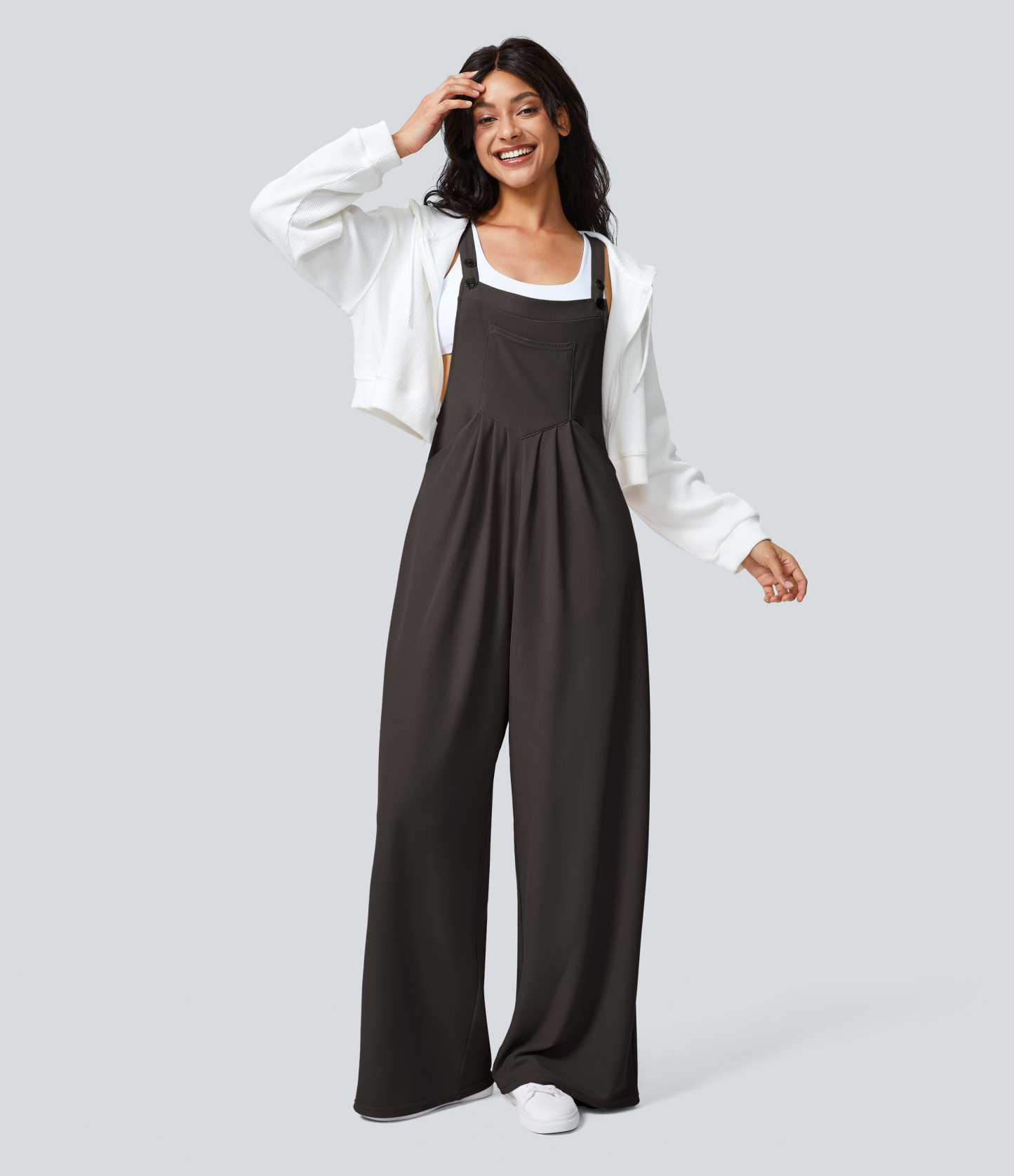 Pockets Waffle Casual Overalls