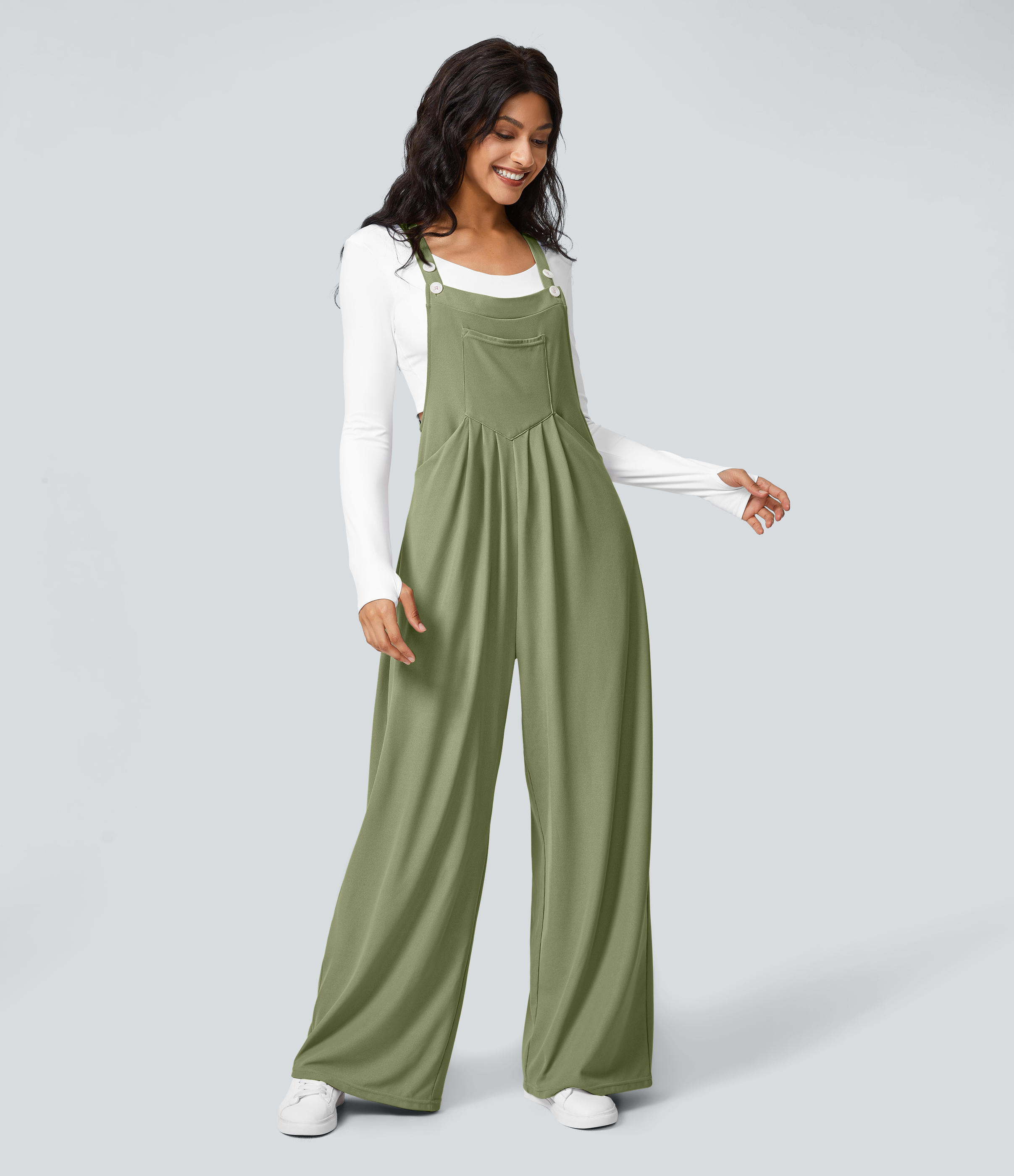 Pockets Waffle Casual Overalls