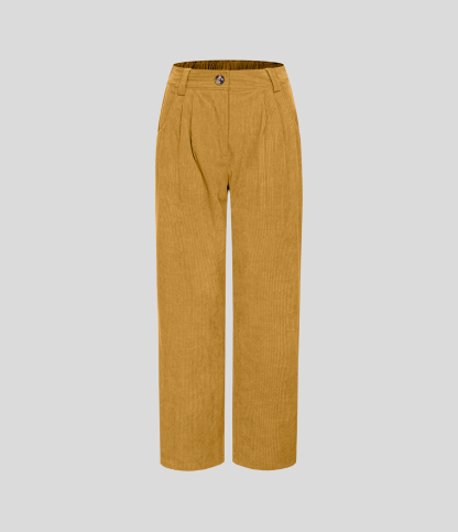 Mid Rise Zipper Pocket Corduroy Casual Pants