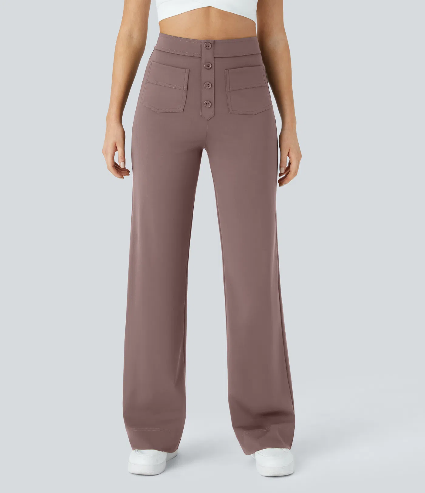 DayStretch High Waisted Pockets Straight Leg Casual Pants