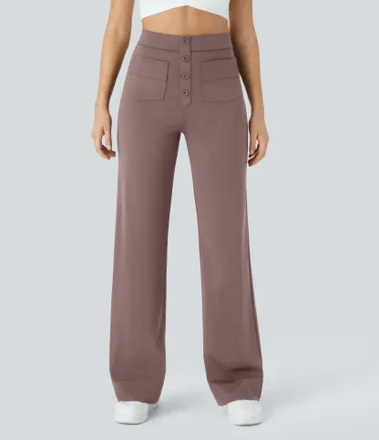 DayStretch High Waisted Pockets Straight Leg Casual Pants