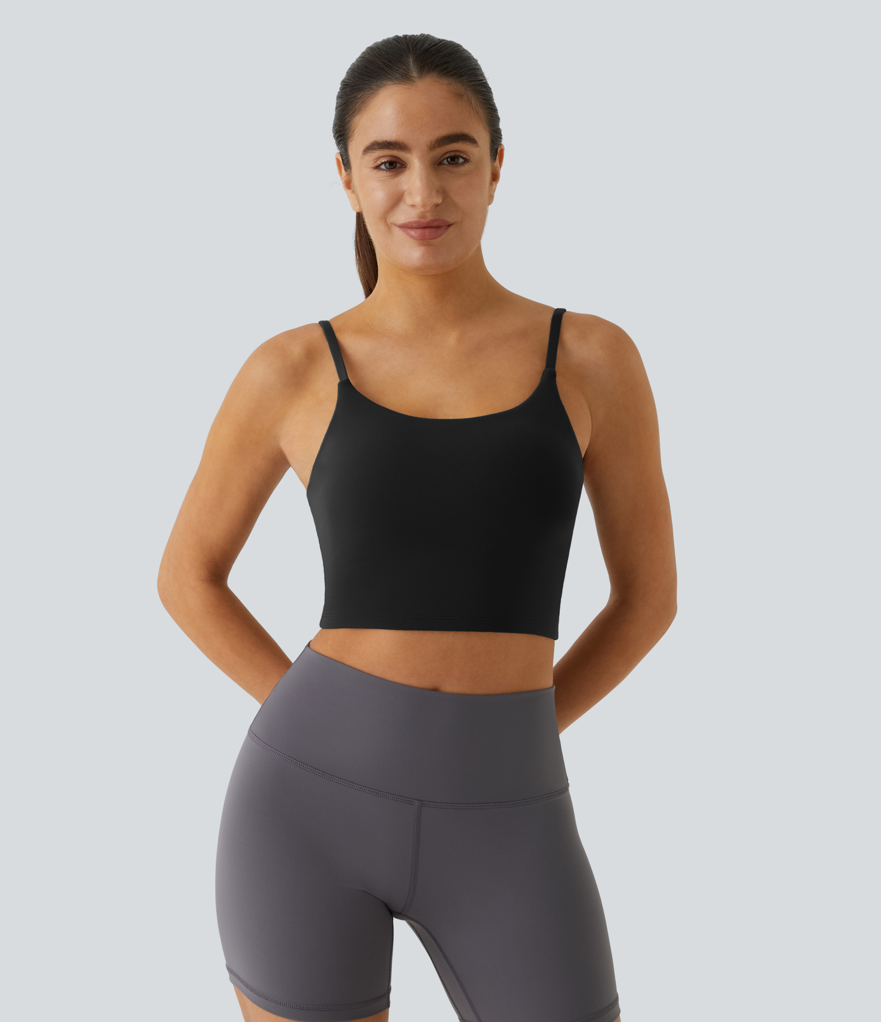 Basic Padded Workout Cropped Low Support Tank Top A-C Cups