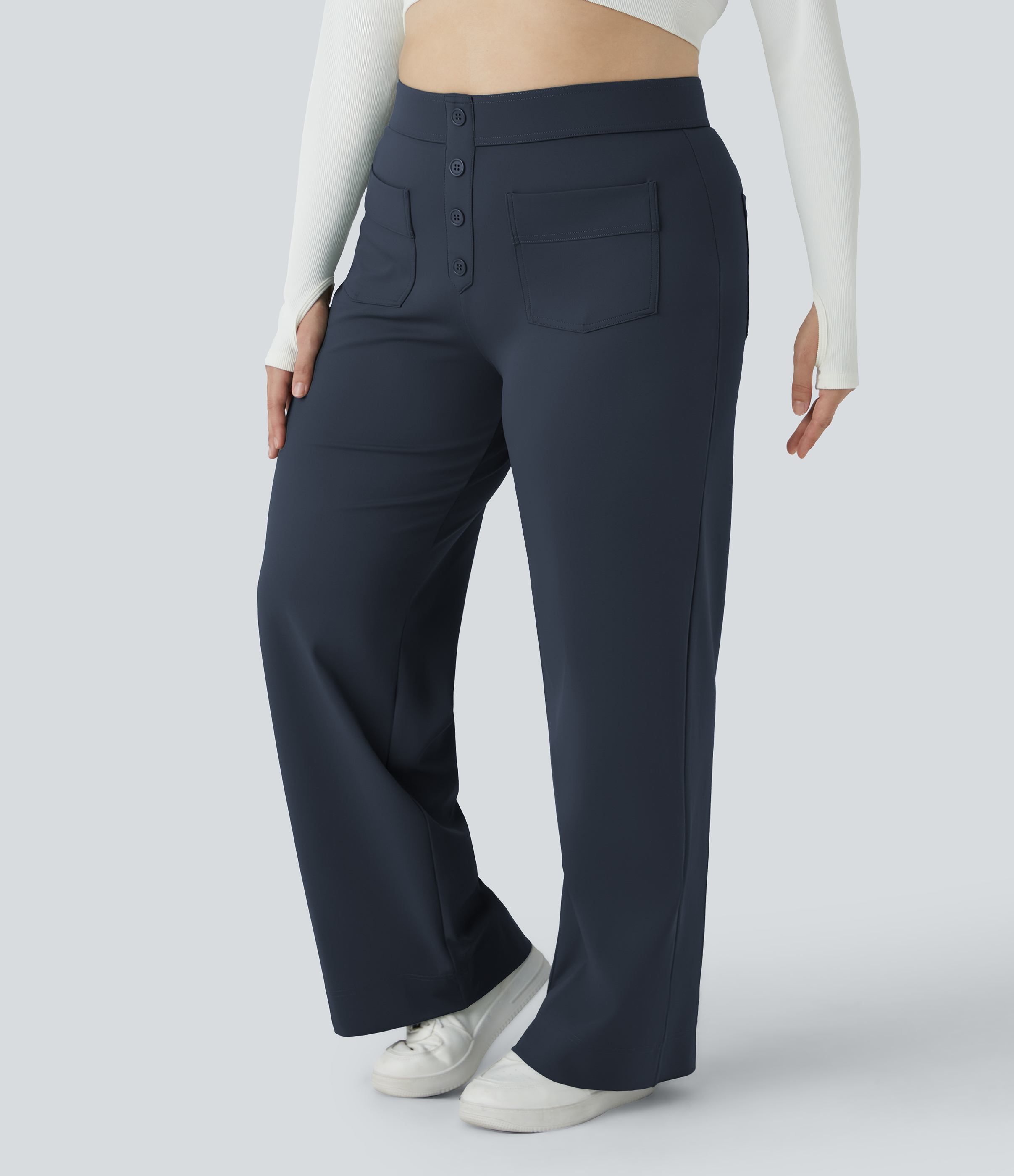 DayStretch High Waisted Pockets Straight Leg Casual Plus Size Pants