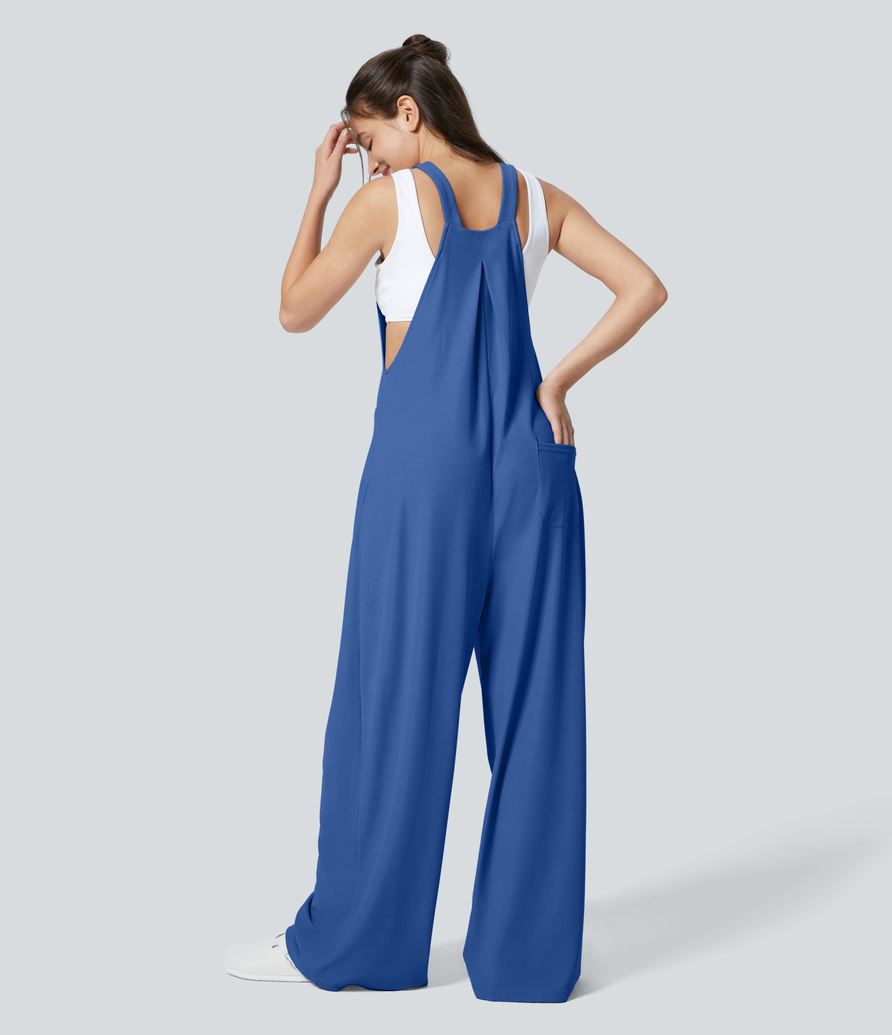 Pockets Waffle Casual Overalls