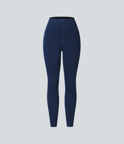 High Waisted Pocket Denim Casual Leggings