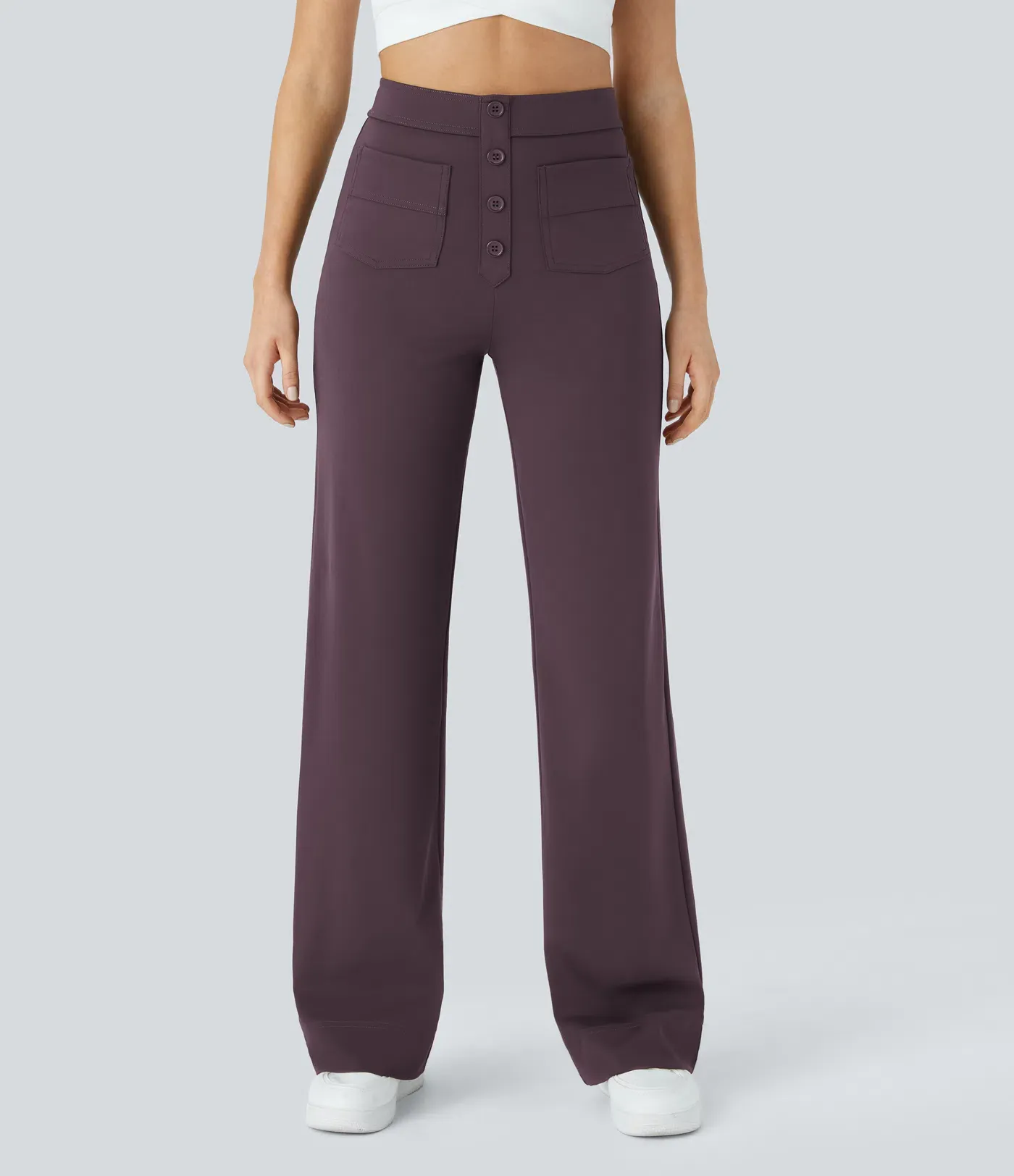 DayStretch High Waisted Pockets Straight Leg Casual Pants