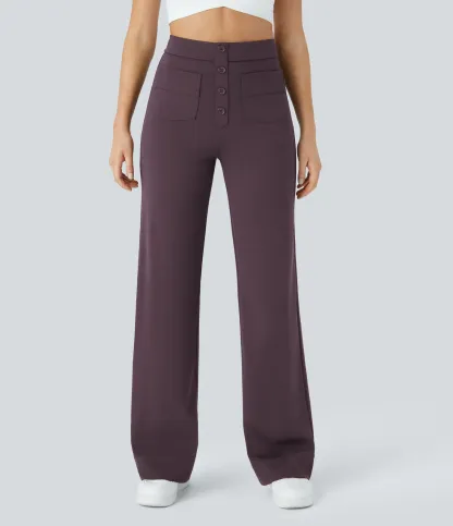 DayStretch High Waisted Pockets Straight Leg Casual Pants
