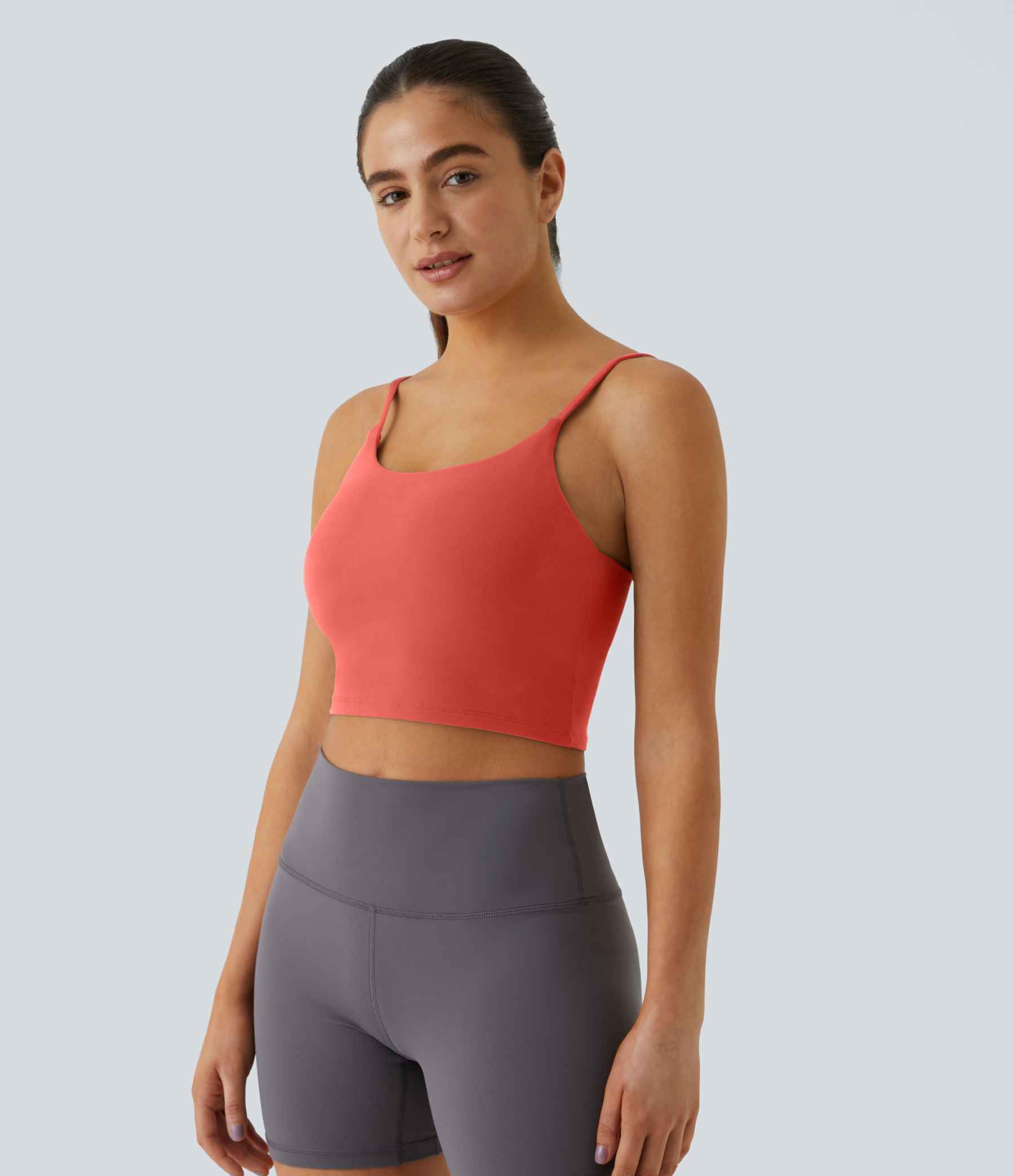 Basic Padded Workout Cropped Low Support Tank Top A-C Cups