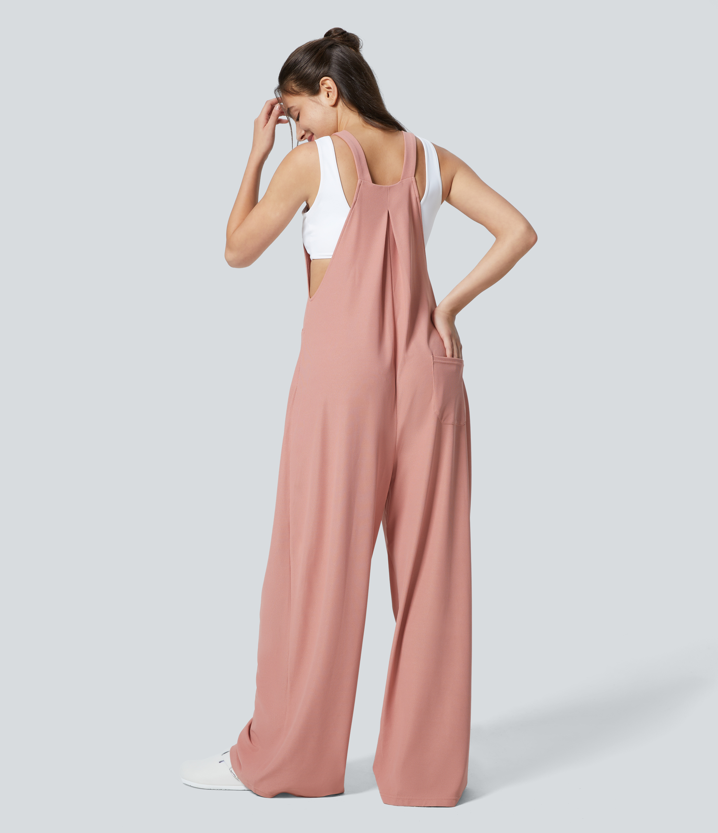 Pockets Waffle Casual Overalls