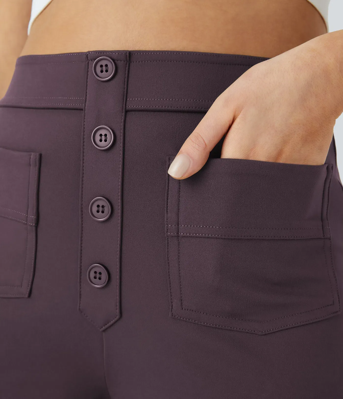 DayStretch High Waisted Pockets Straight Leg Casual Pants