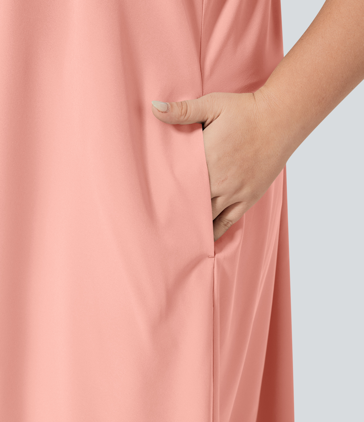 RacerPocket High Low Flowy Midi Quick Dry Casual Plus Size Dress