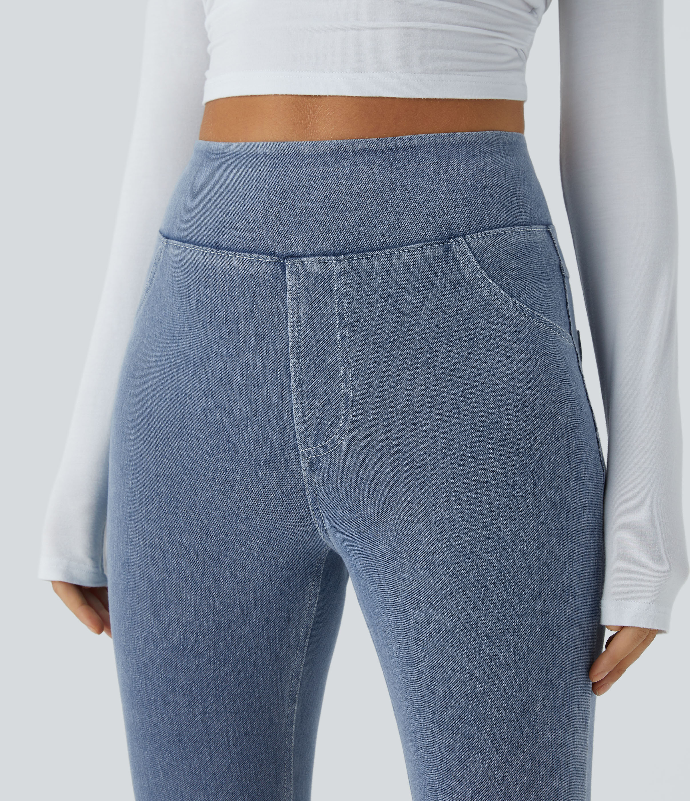 High Waisted Pocket Denim Casual Leggings