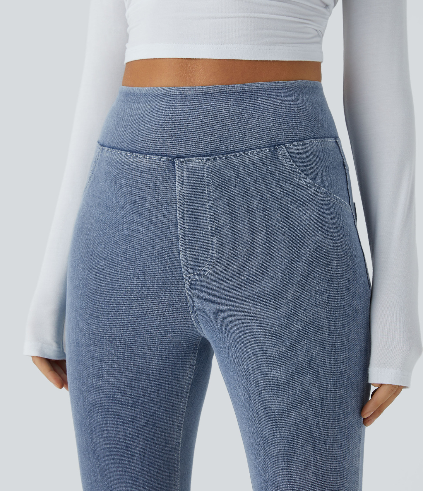 High Waisted Pocket Denim Casual Leggings