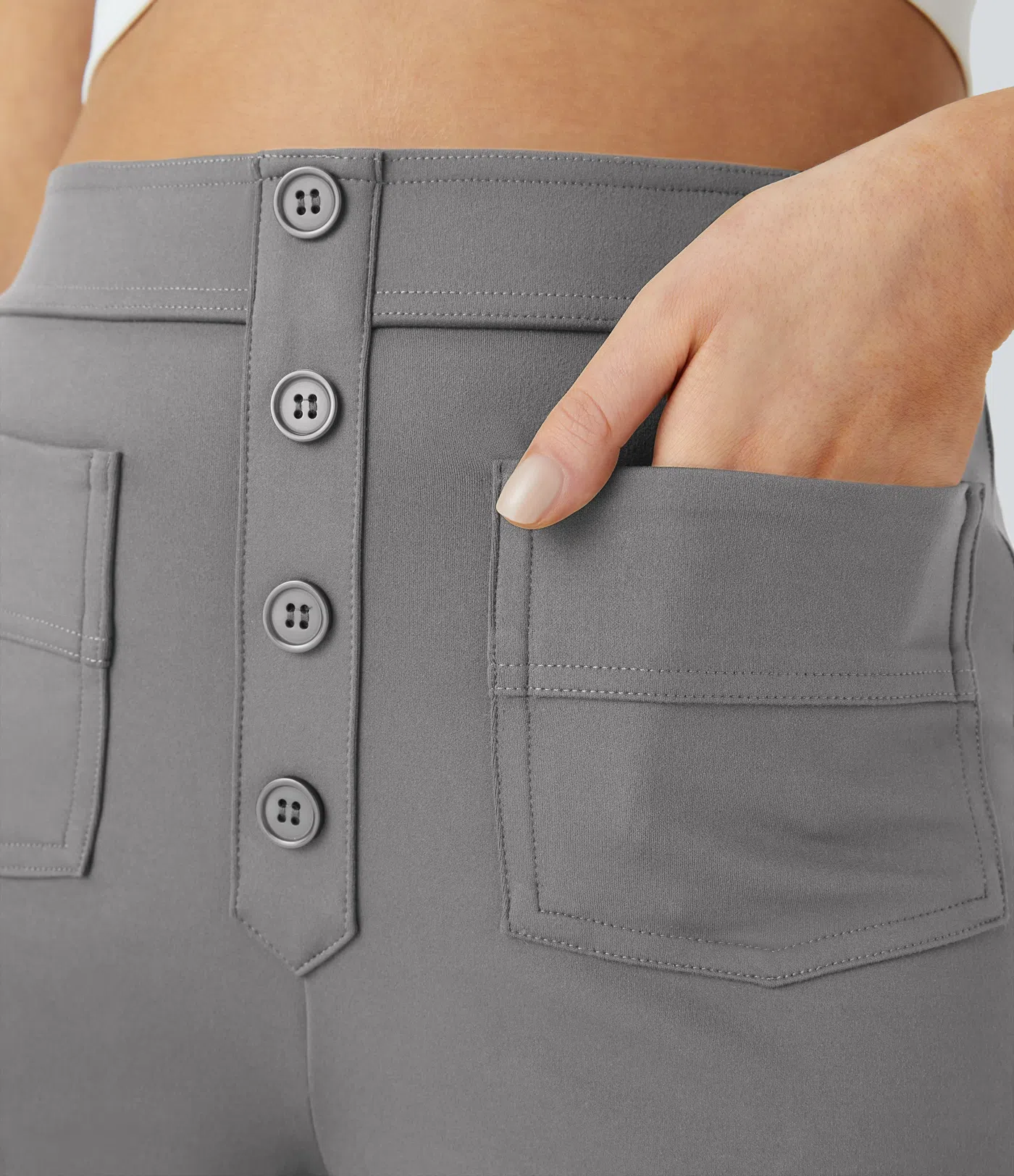 DayStretch High Waisted Pockets Straight Leg Casual Pants