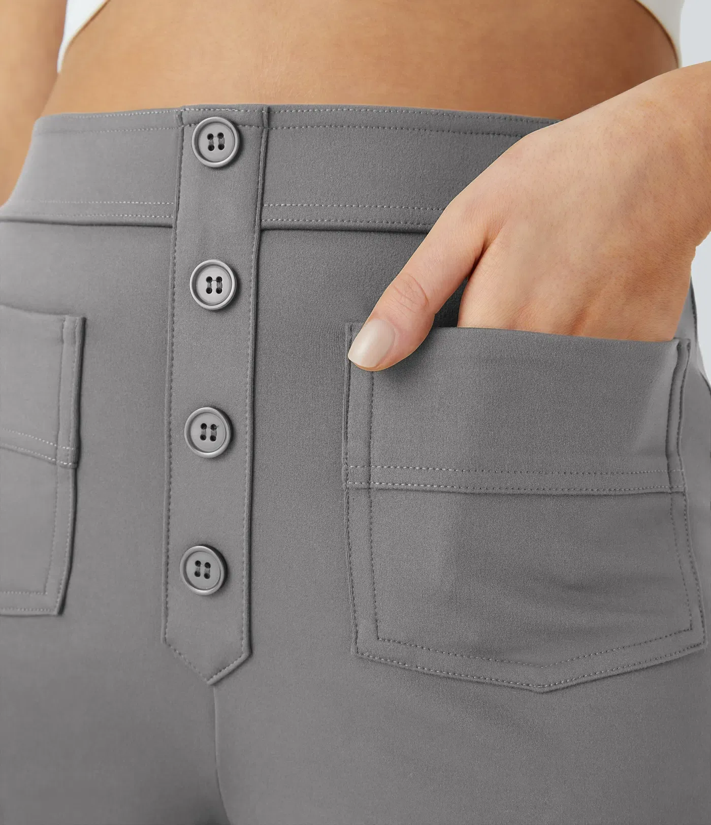 DayStretch High Waisted Pockets Straight Leg Casual Pants