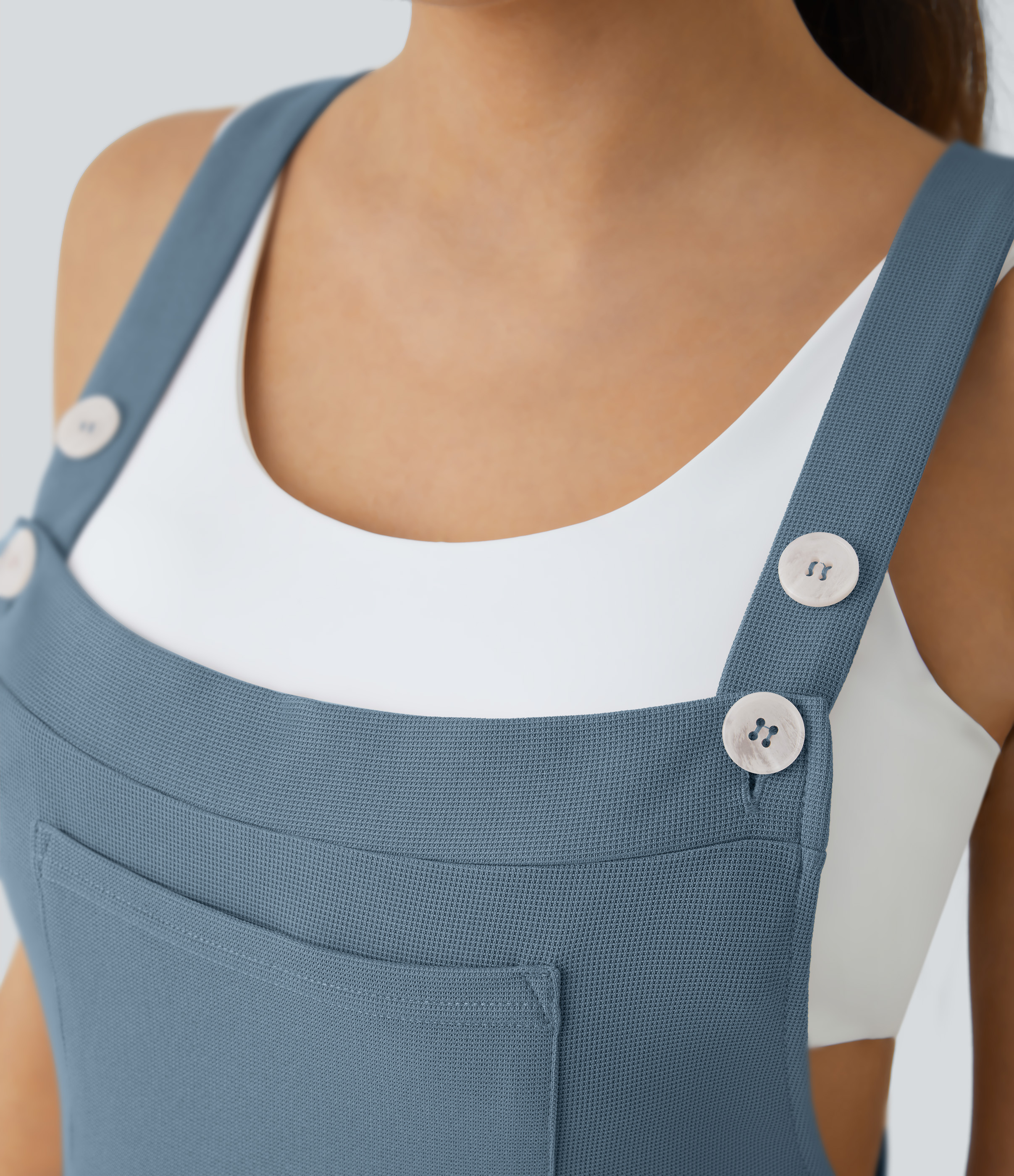 Pockets Waffle Casual Jogger Overalls