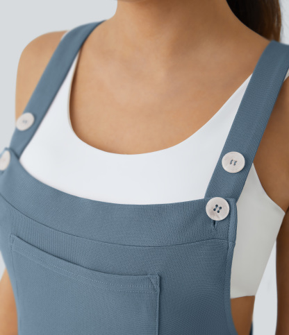 Pockets Waffle Casual Jogger Overalls