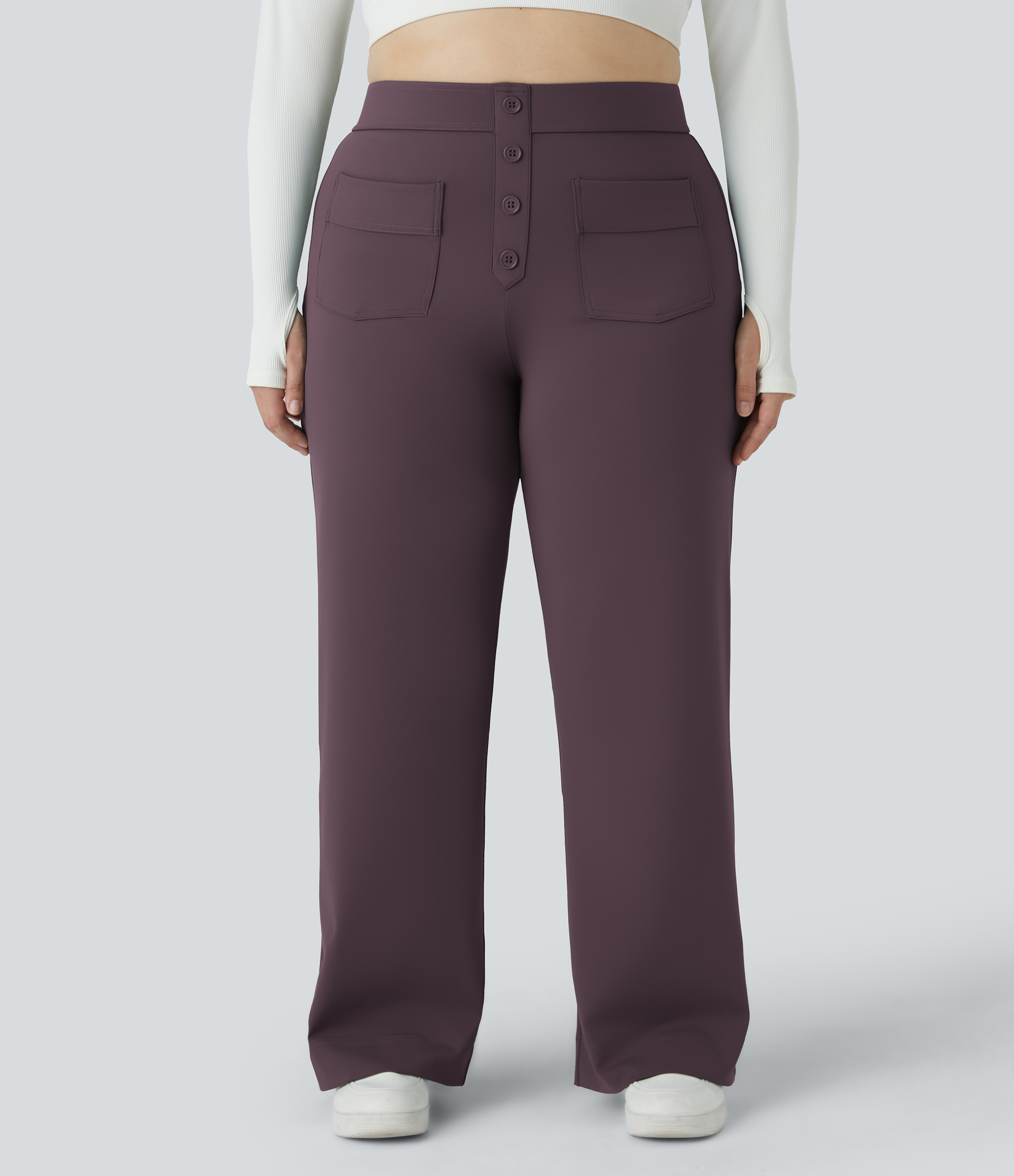 DayStretch High Waisted Pockets Straight Leg Casual Plus Size Pants