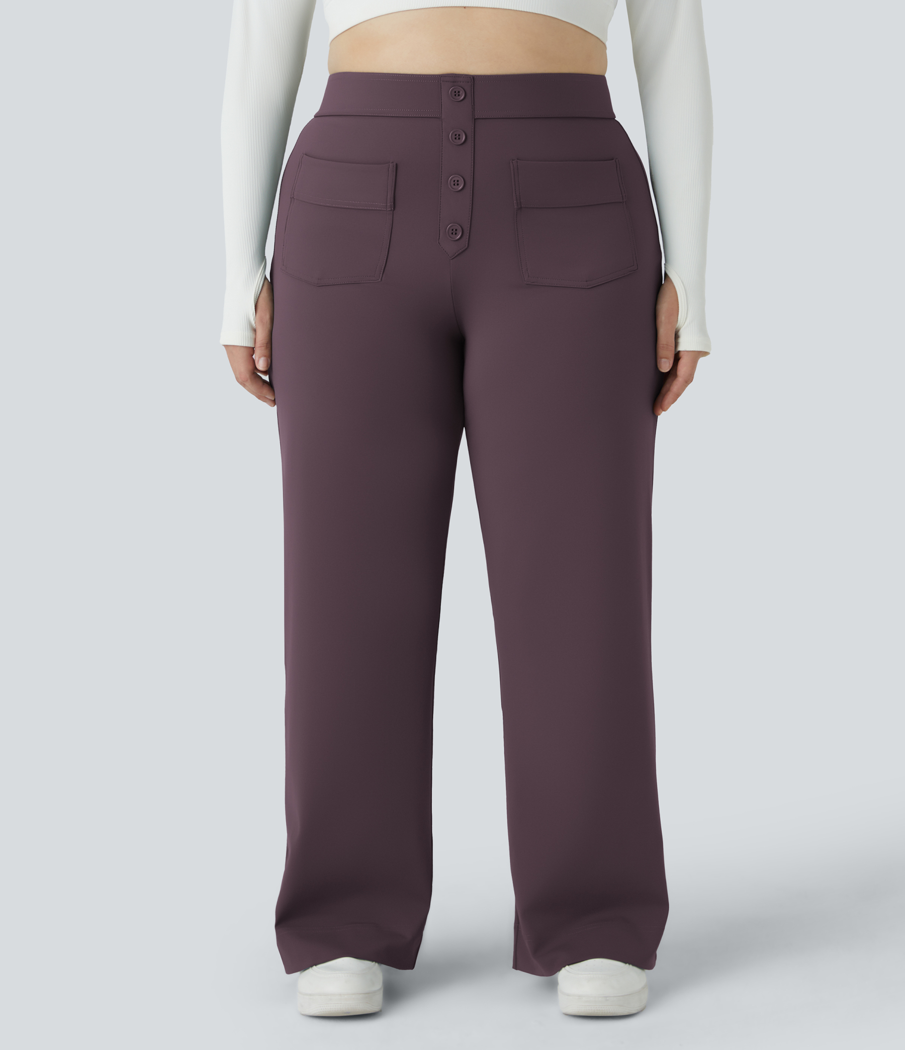 DayStretch High Waisted Pockets Straight Leg Casual Plus Size Pants