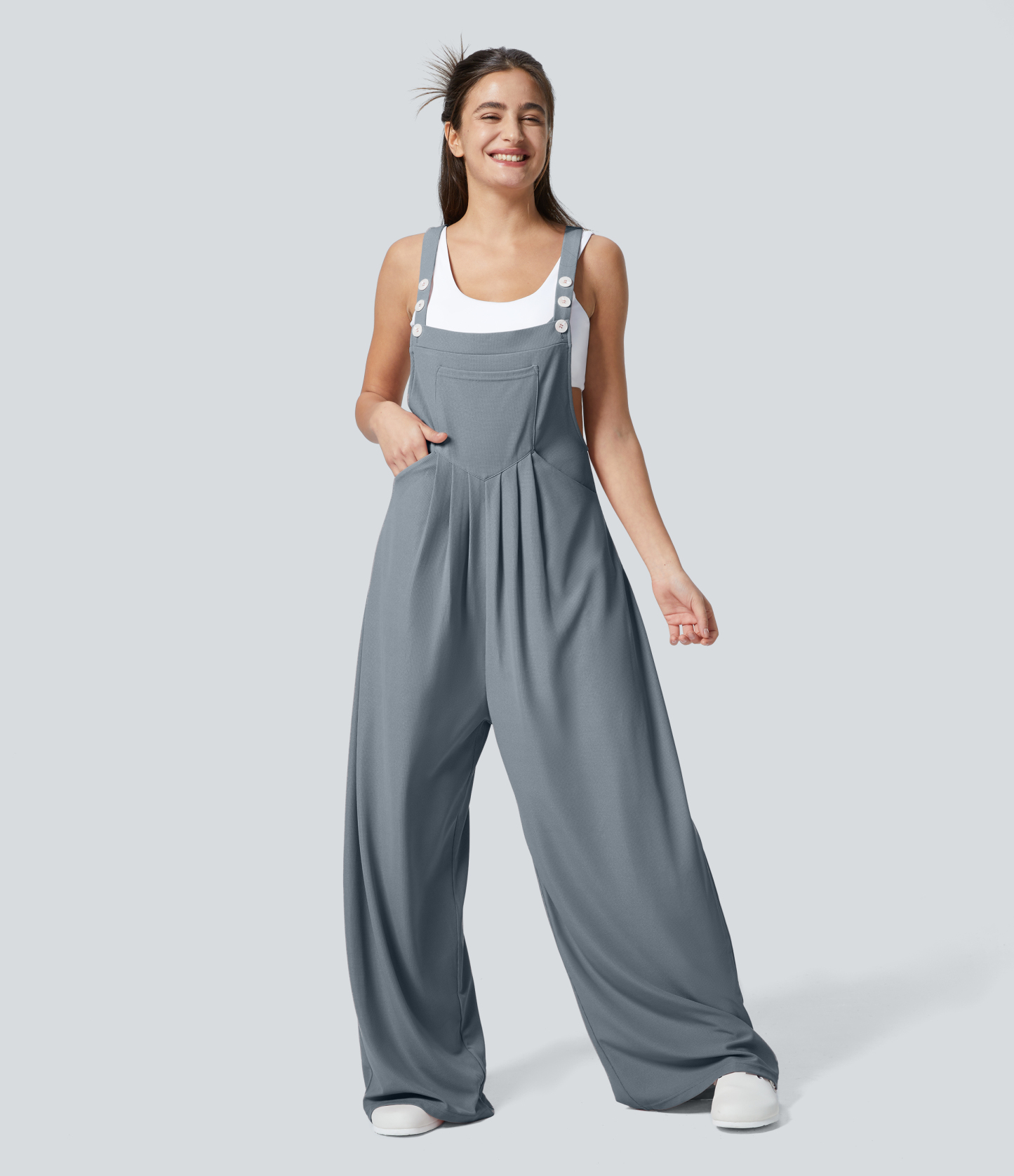 Pockets Waffle Casual Overalls