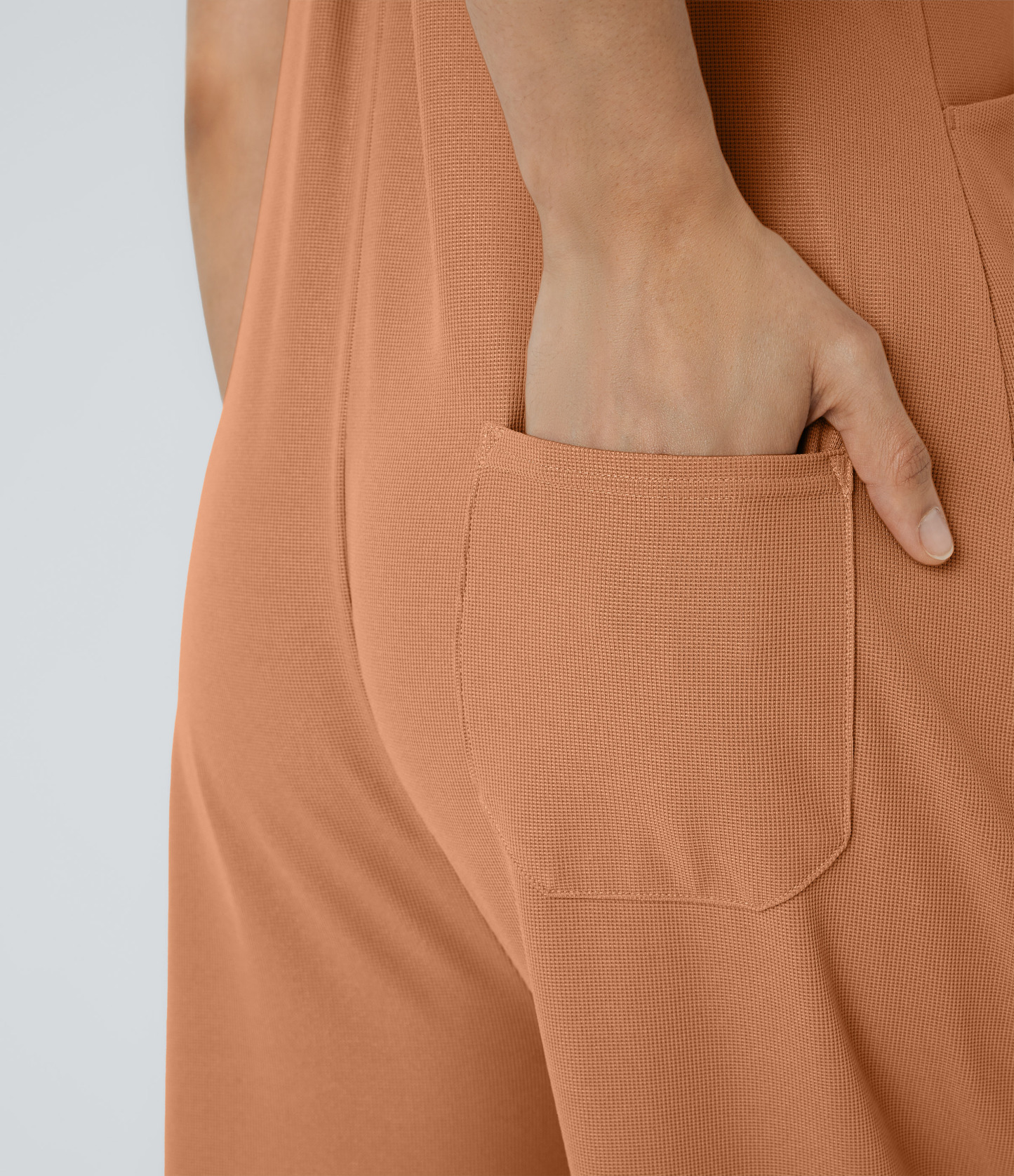 Pockets Waffle Casual Overalls