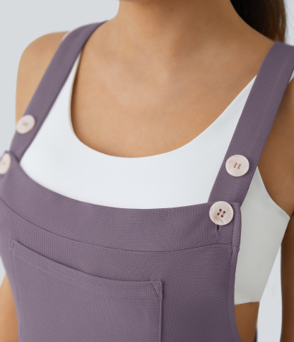 Pockets Waffle Casual Jogger Overalls