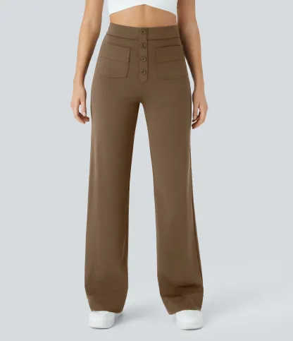 DayStretch High Waisted Pockets Straight Leg Casual Pants