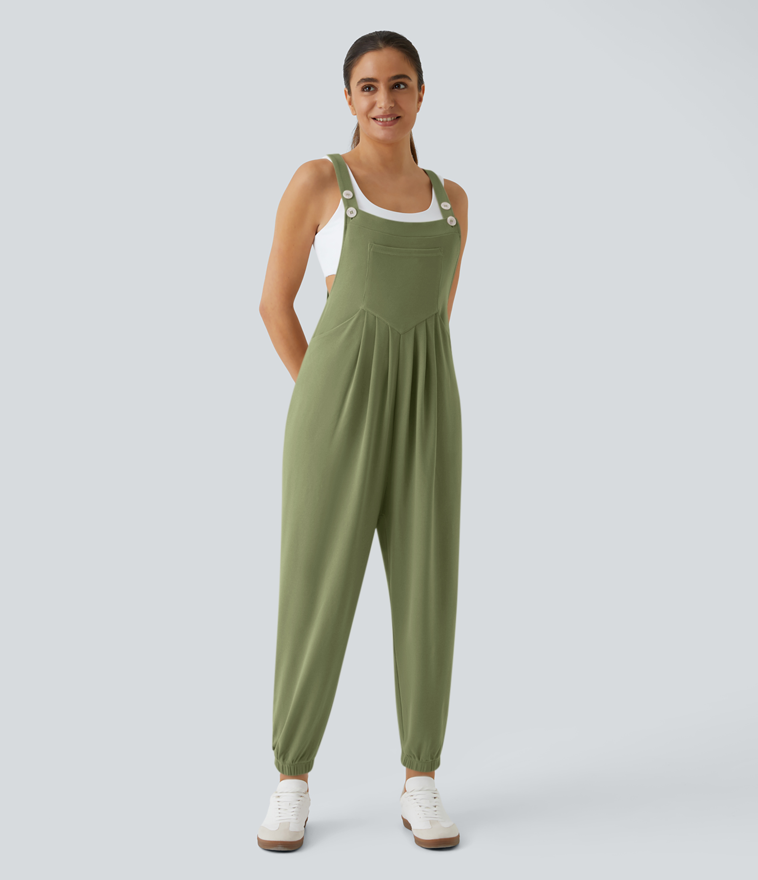 Pockets Waffle Casual Jogger Overalls