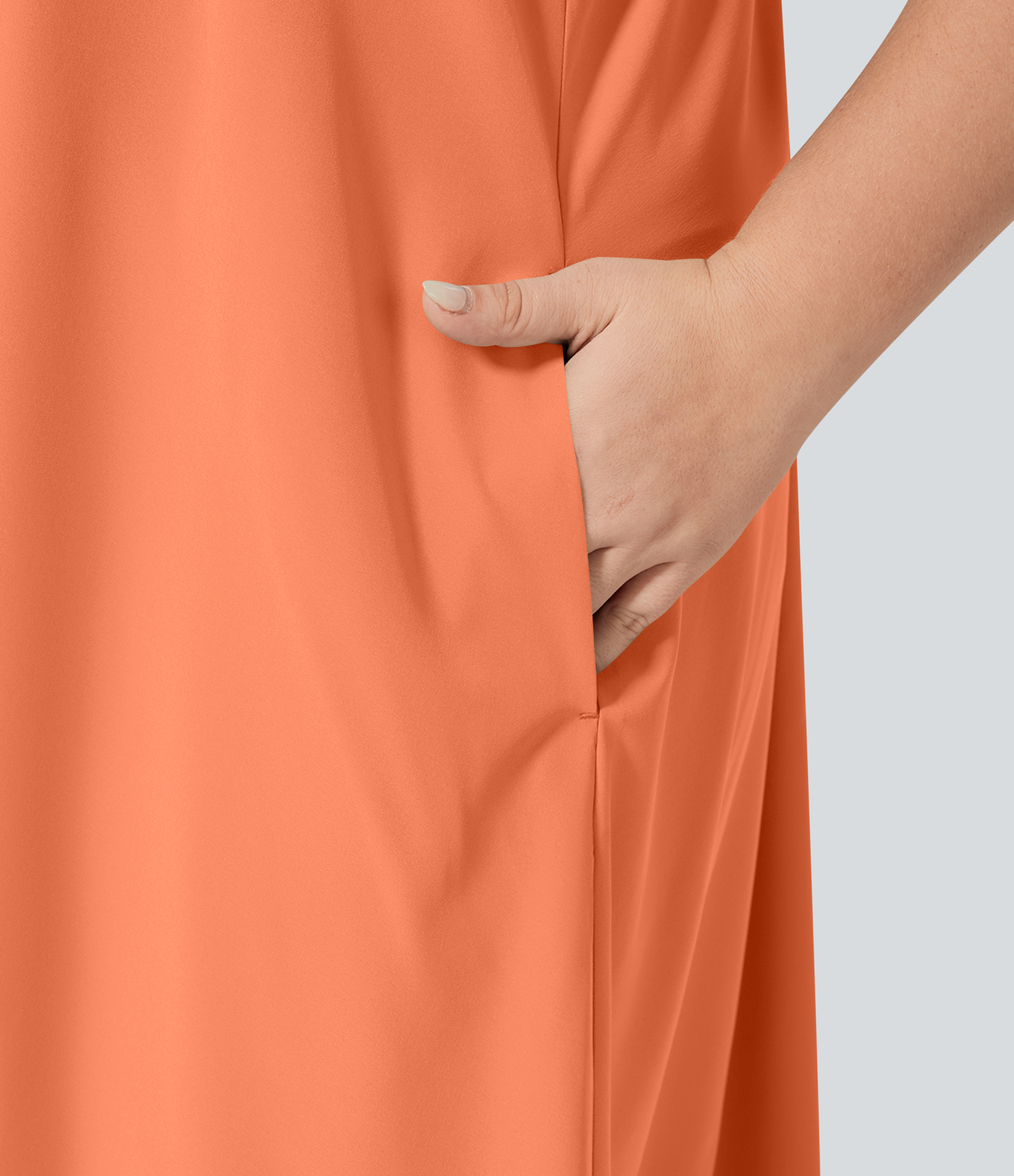 RacerPocket High Low Flowy Midi Quick Dry Casual Plus Size Dress