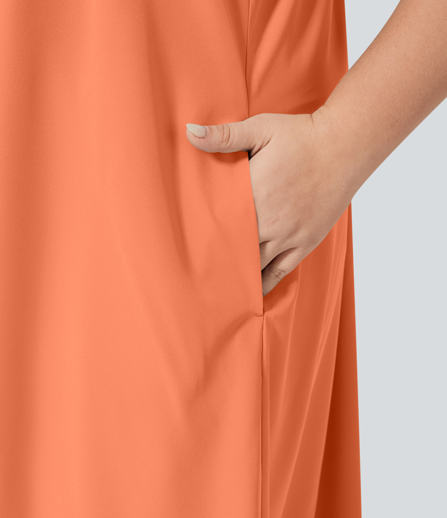 RacerPocket High Low Flowy Midi Quick Dry Casual Plus Size Dress