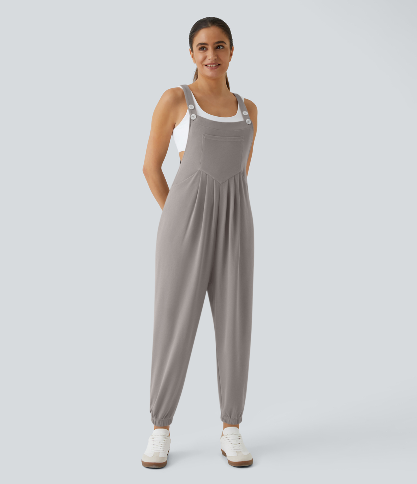 Pockets Waffle Casual Jogger Overalls