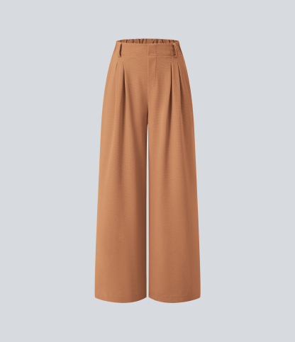 High Waisted Pocket Wide Leg Waffle Work Pants