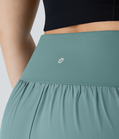 High Waisted Crossover Pocket Quick Dry Plus Size Pants