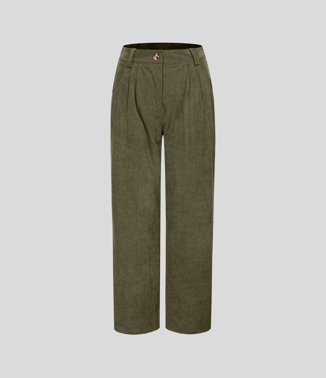 Mid Rise Zipper Pocket Corduroy Casual Pants