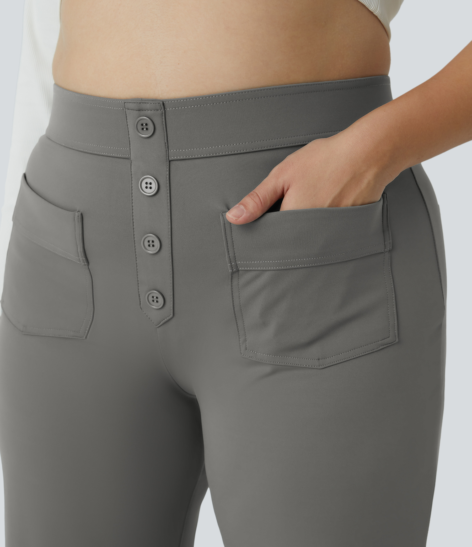 DayStretch High Waisted Pockets Straight Leg Casual Plus Size Pants