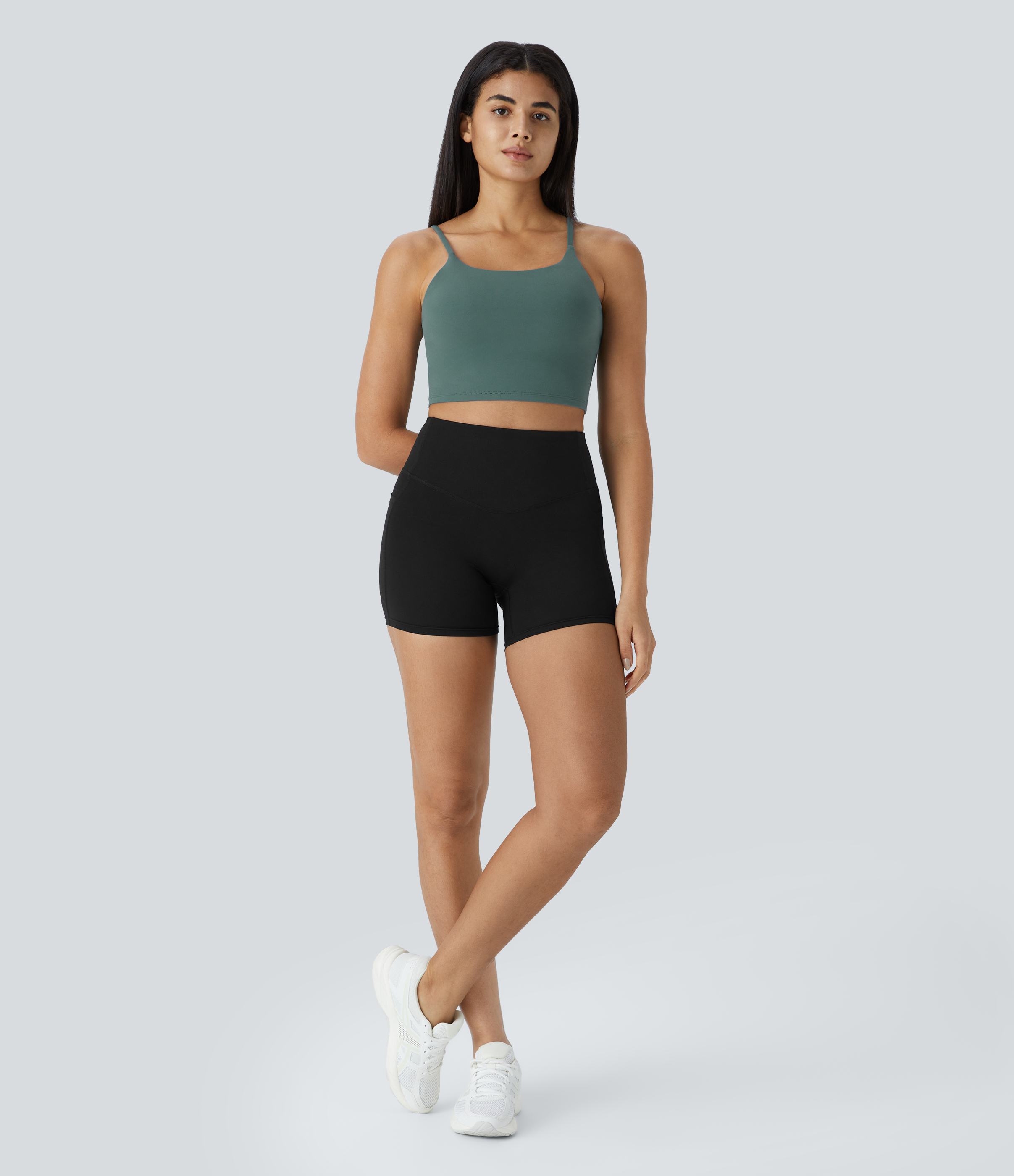 Basic Padded Workout Cropped Low Support Tank Top A-C Cups