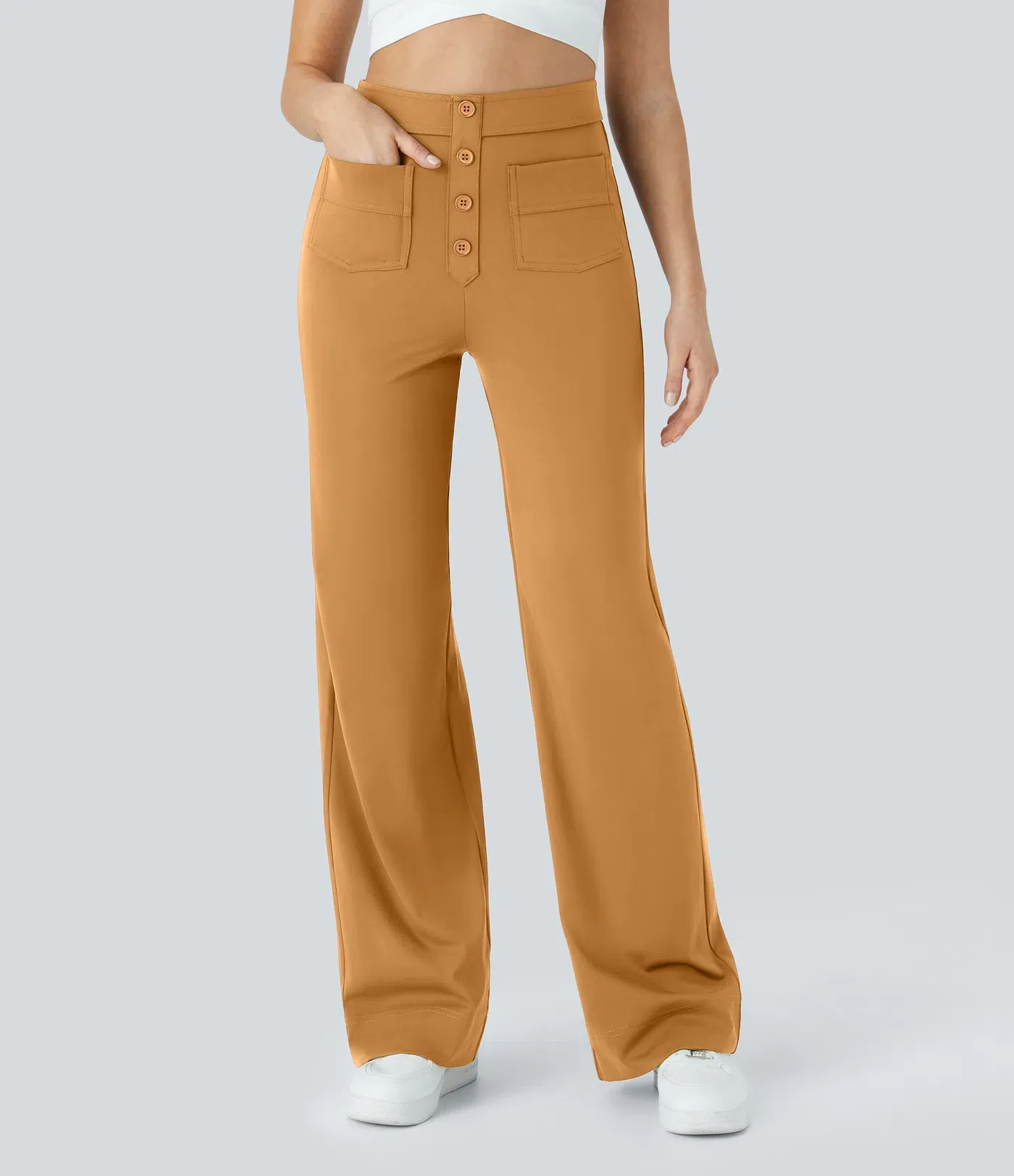 DayStretch High Waisted Pockets Straight Leg Casual Pants