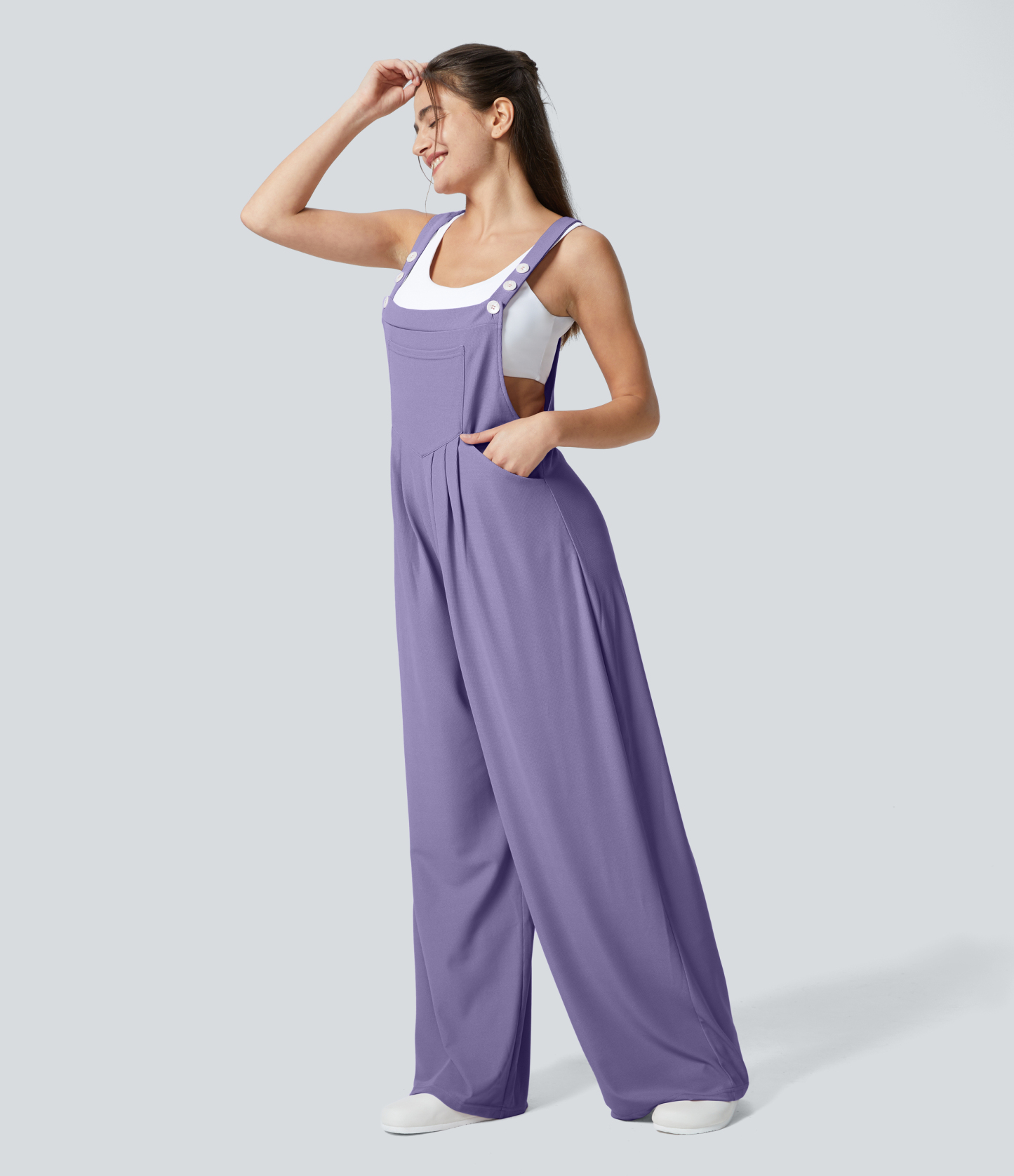 Pockets Waffle Casual Overalls