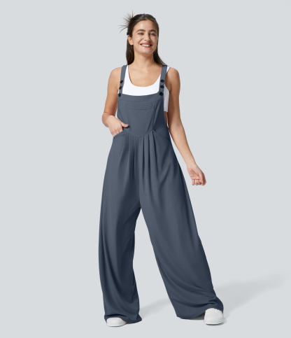 Pockets Waffle Casual Overalls