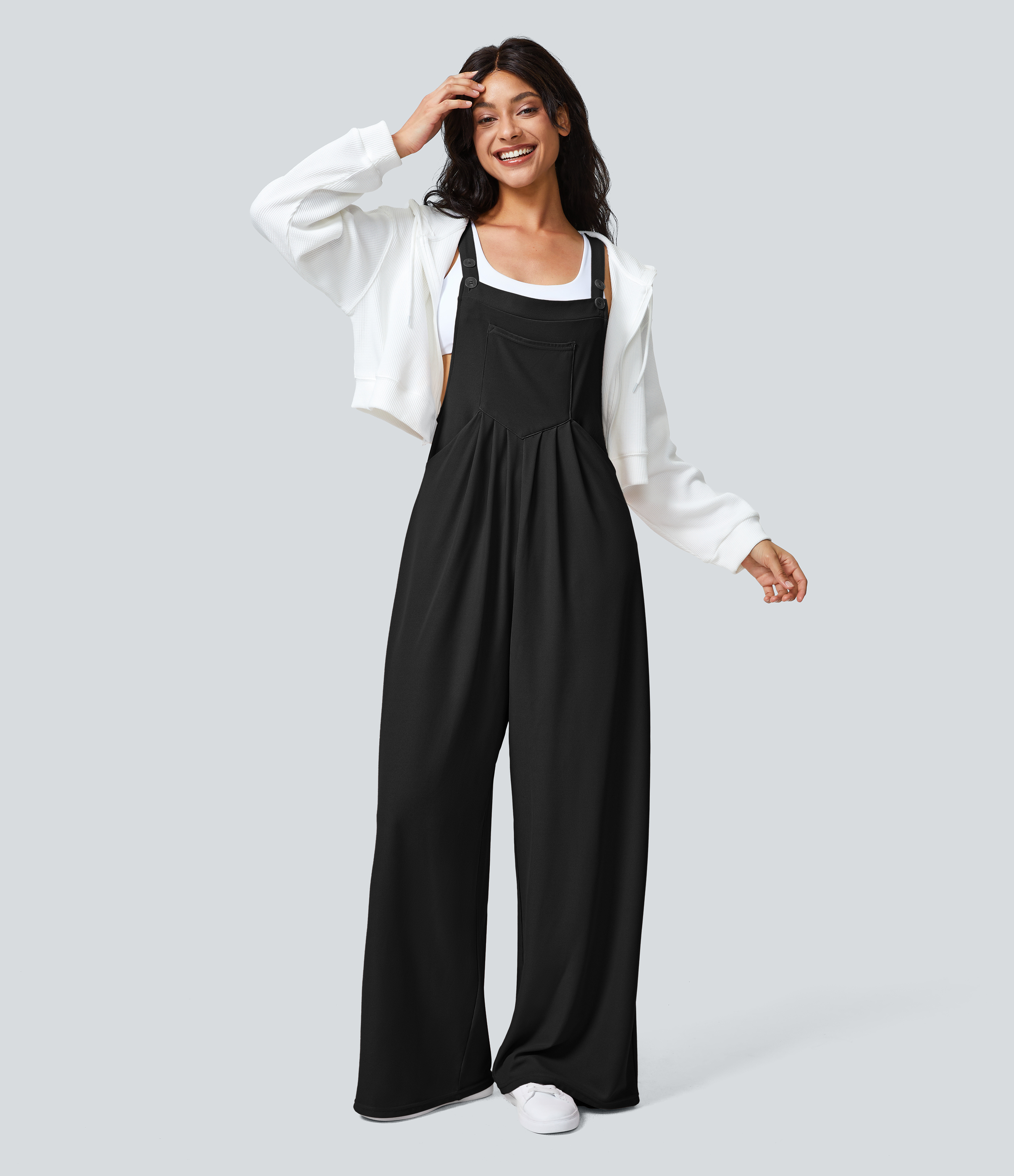 Pockets Waffle Casual Overalls