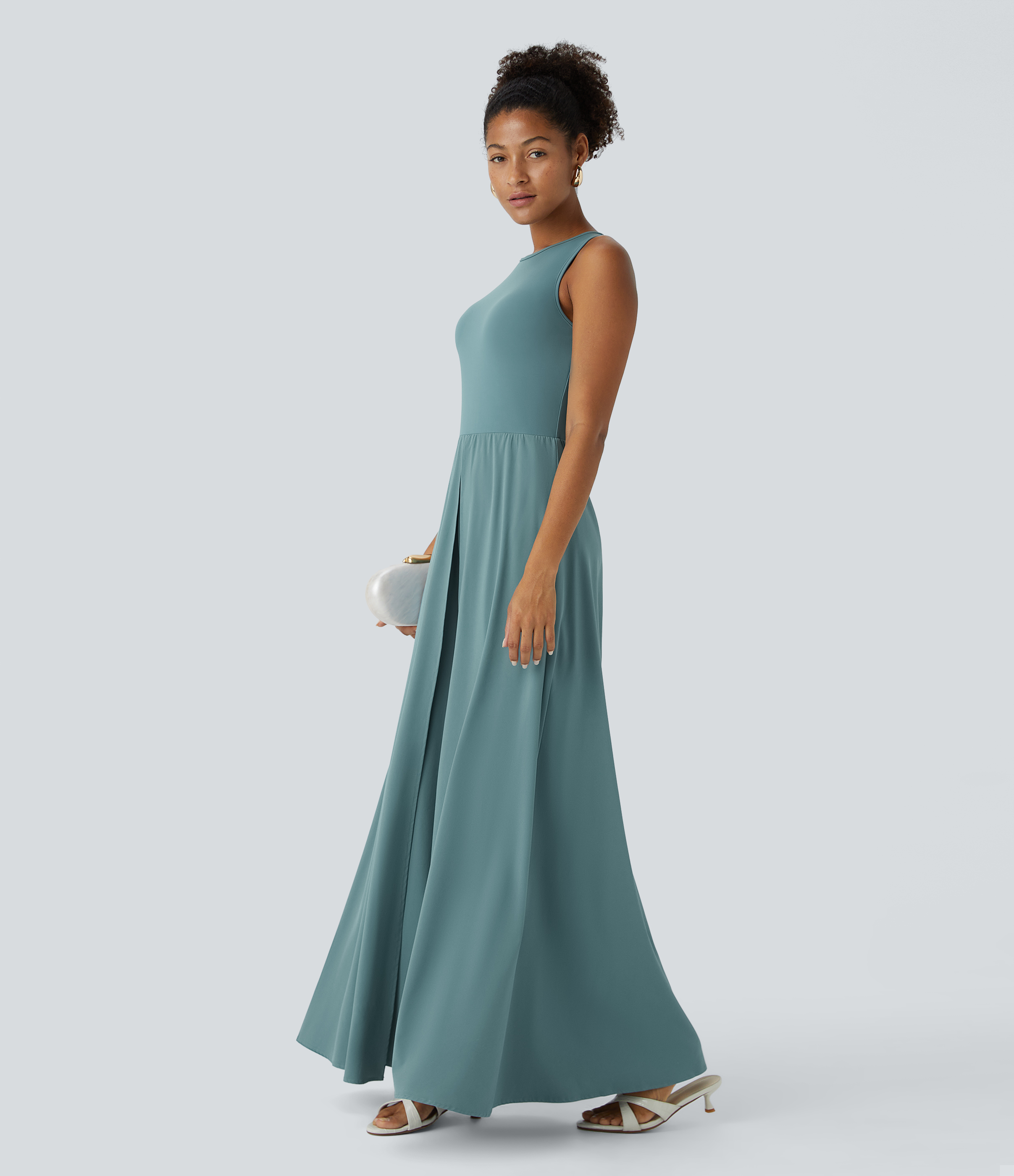 Zipper Sleeveless Pocket Contrast Quick Dry Jumpsuit