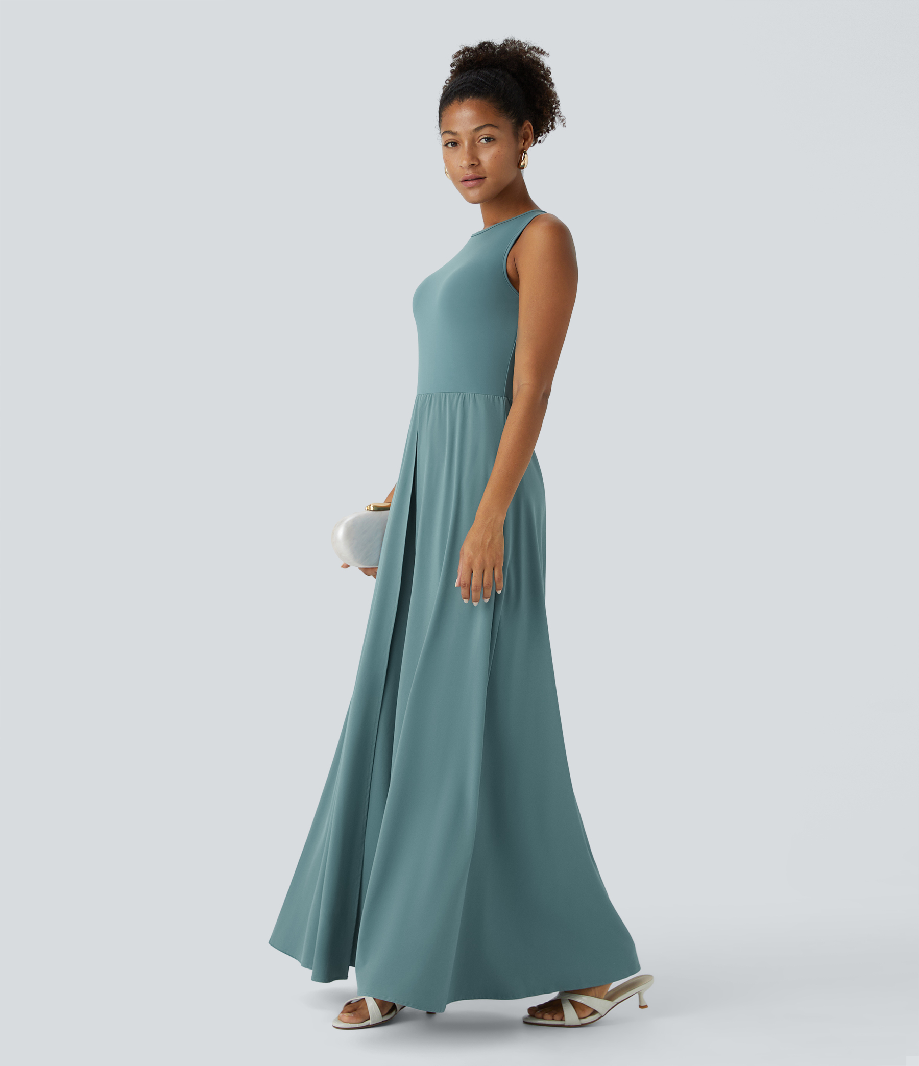 Zipper Sleeveless Pocket Contrast Quick Dry Jumpsuit