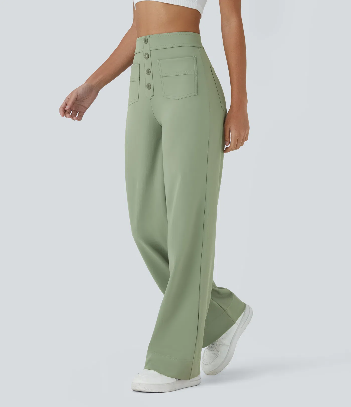 DayStretch High Waisted Pockets Straight Leg Casual Pants