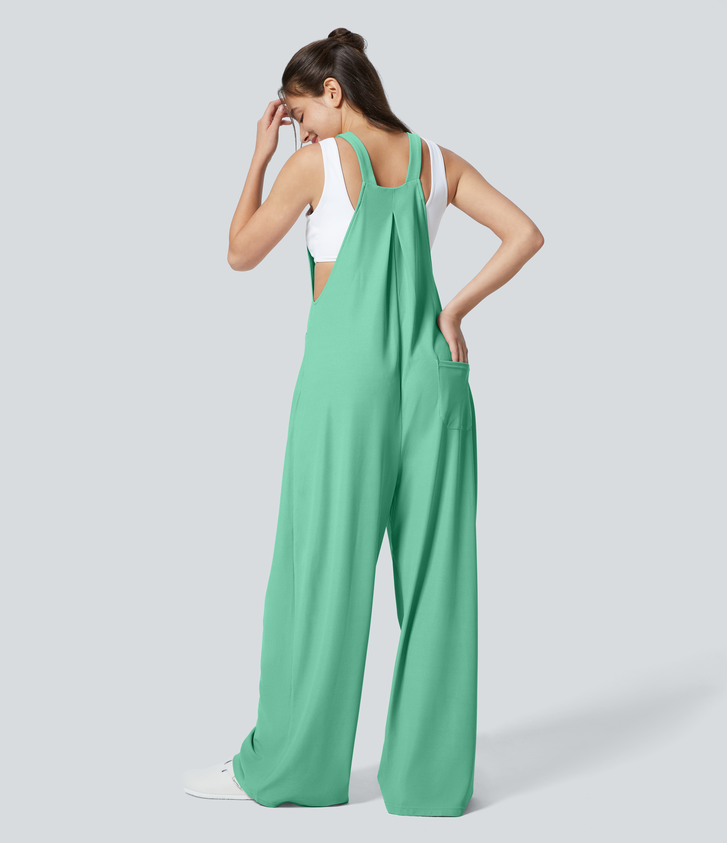 Pockets Waffle Casual Overalls