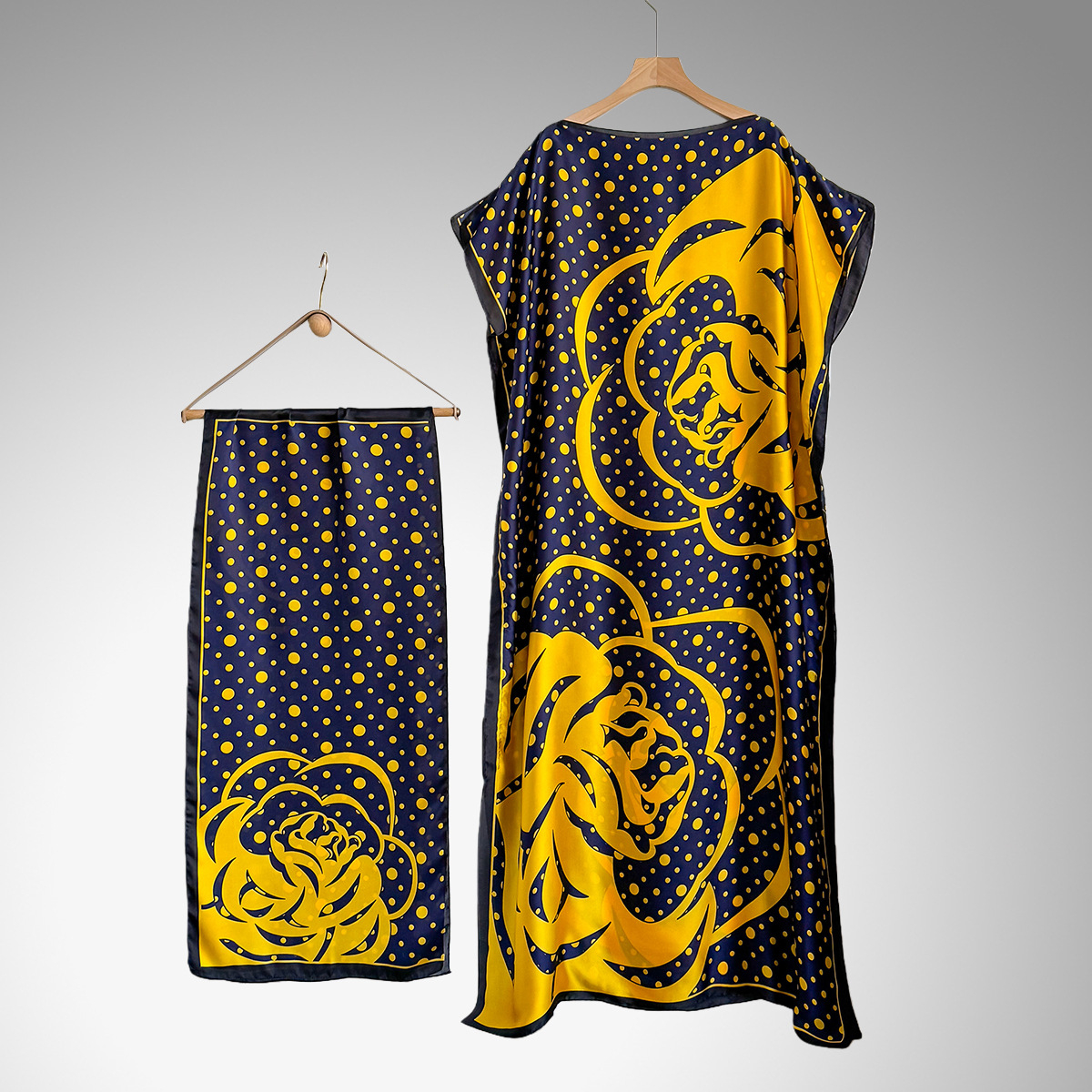 Women's Peacock Print Cape Shawl & Scarf Set, Elegant Beach Cover-Up For Holiday Vacation, Swimsuit Cover Up