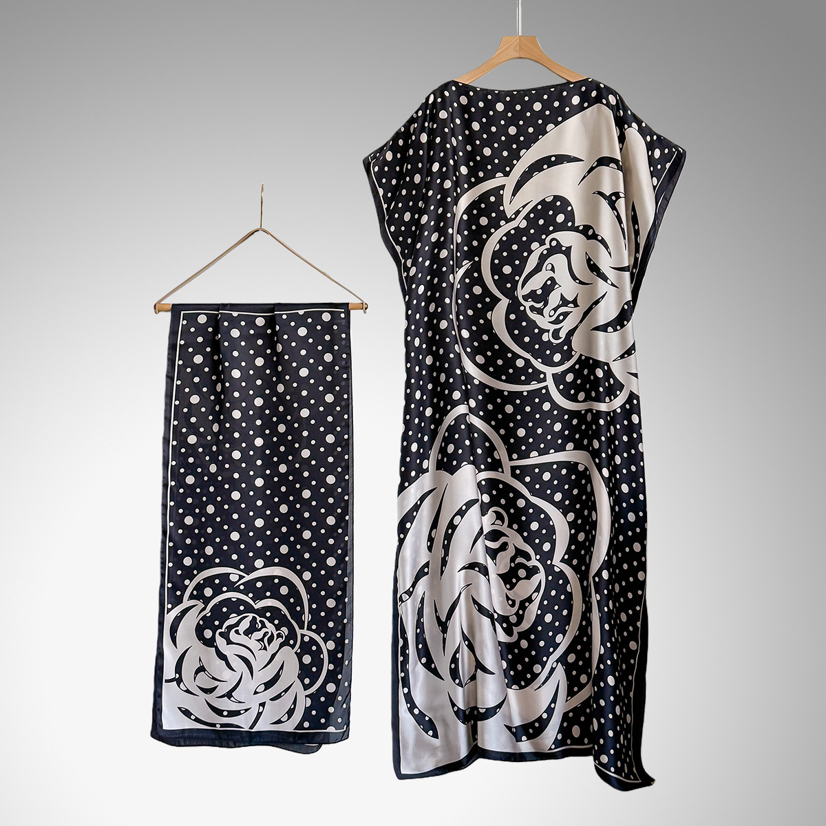 Women's Peacock Print Cape Shawl & Scarf Set, Elegant Beach Cover-Up For Holiday Vacation, Swimsuit Cover Up