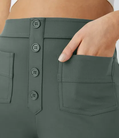 DayStretch High Waisted Pockets Straight Leg Casual Pants