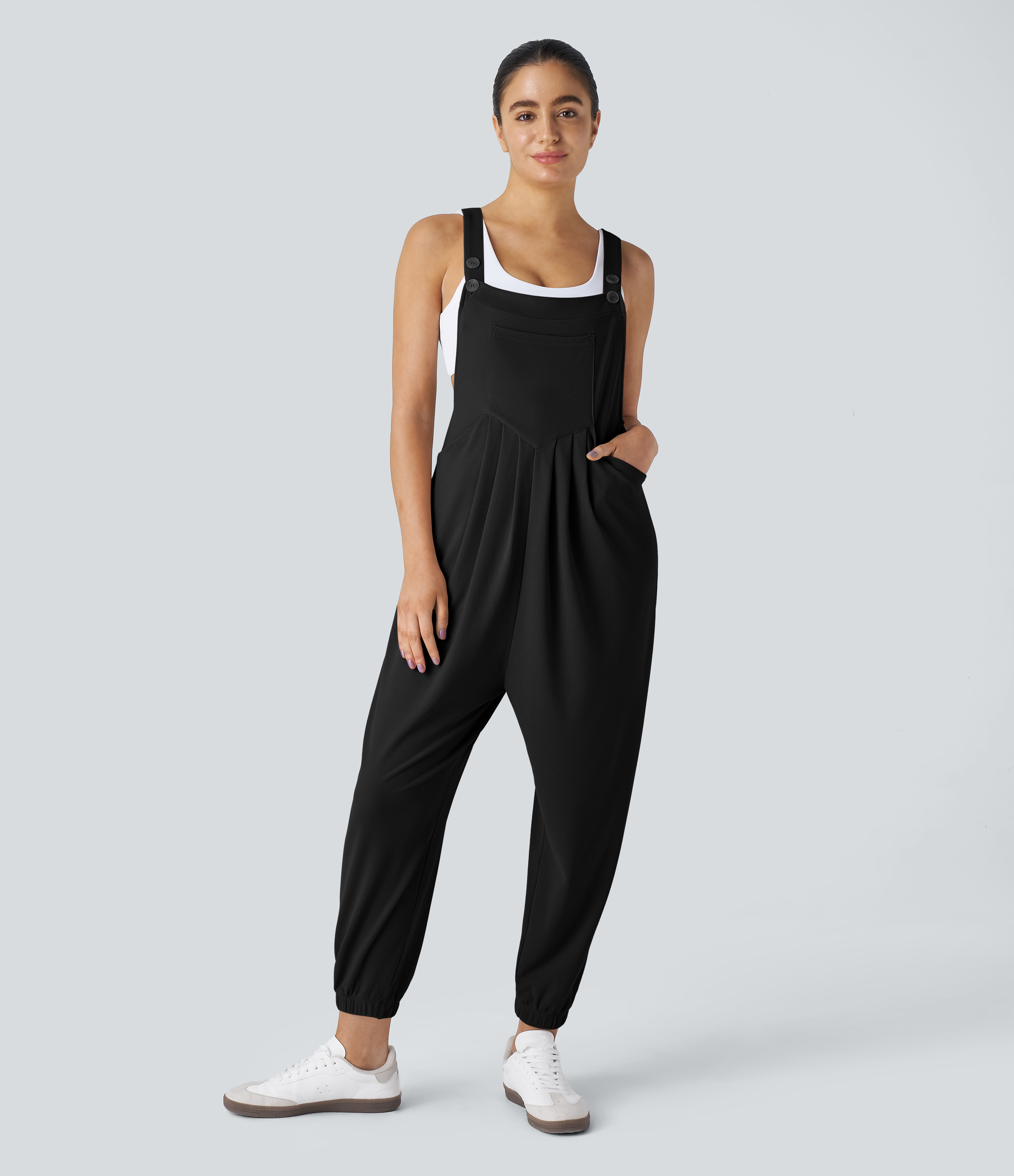 Pockets Waffle Casual Jogger Overalls